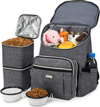 BAGLHER Travel Dog Backpack - Detachable Travel Dog Food Container for Pet Supplies Dog Gear Backpack,Dog Bag for Traveling with 2 Silicone Collapsible Bowls and 2 Food Baskets Grey