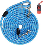 Long Rope Dog Leash for Dog Training 12FT 20FT 30FT 50FT, Reflective Threads Dog Cat Leashes Tie-Out Check Cord Recall Training Agility Lead for Large Medium Small Dogs (Blue, 10mm*50ft)