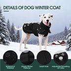 Kuoser Dog Winter Coat, Dog Jackets for Large Dogs, Winter Waterproof Big Doggie Coat, Reflective Dogs Cold Weather Coats, Windproof Turtleneck Pet Puffer Jacket Snowsuit Clothes with Harness Hole