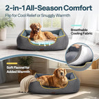 Orthopedic Dog Bed for Extra Large Dogs with Removable Washable Cover - XL Dog Couch Sofa with Waterproof Lining & Non-Slip Base, Double-Sided Comfort Pet Bed, 44", Grey