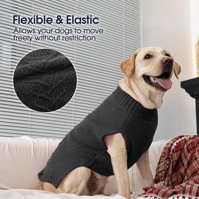 IECOii Extra Large Dog Sweater, XXXL Dog Sweater for Large Dogs Girl Boy, Xmas Pet Holiday Sweaters Large Size, Warm Doggy Christmas Knitwear Big Dogs Sweater for Labrador, Doberman, DarkGrey-3XL