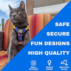 Travel Cat Harness and Leash Set - Adjustable Fit Harness and Reflective Strap - Comfort Walking Vest for Kitten for Outdoor Walking, Hiking (X-Small, 90s Cat)