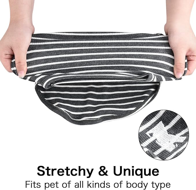 Koneseve Dog Shirt Vest Lightweight Stretchy Dog T-Shirts Soft Cool Shirts Sleeveless Stripe Vests Breathable Clothes for Puppy Kitty Cats Small Medium Large Dogs 2 Pack Black + Grey [ 3XL ]