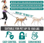 PetAmi Hands Free Dog Leash, Running Leash Belt Bag for Walking, Jogging, Waist Double Zipper Pouch with Poop Dispenser, Dual Padded Handles Reflective Bungee Single, Purple, 1 Leash