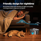 Cat Water Fountain Stainless Steel: Cat Fountain for Drinking with Filter - Pet Water Fountain for Cats Indoor - Automatic Pet Water Dispenser Bowl - 6 Carbon Filters & 3 Foam Filters