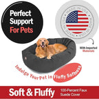 Majestic Pet 40 Inch Suede Calming Dog Bed Washable 40x29x9 (Inch) – Cozy Soft Round Donut Dog Bed with Spine Support for Dogs to Rest Their Head - Pet Bed Large – Gray (2025)