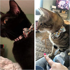 ADOGGYGO Cat Collar Breakaway with Bow Tie Bell - 2 Pack Kitten Collar with Removable Bowtie, Sushi Pizza Bowtie Collar for Cats Kittens (7.5"- 10.5")
