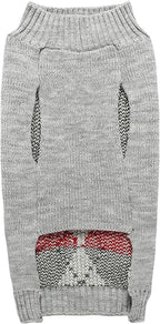 Grey Argyle Knit Pet Sweaters Clothes for Medium Dogs, Classic Gray X-Large (XL) Size