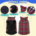 MIGOHI Dog Jackets for Winter, Windproof Waterproof Reversible British Style Plaid Warm Coat for Small Medium Large Dogs, Red, L
