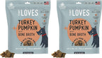 Farmland Traditions Tiny Loves Jerky Trainer Treats for Dogs w/Bone Broth (Turkey & Pumpkin, 16 oz.) (Pack of 2)