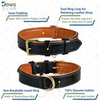 Leather Dog Collar for Medium Dogs, Black, 1 Inch Wide, Genuine Full Grain Leather, Heavy Duty with Soft Inner Padding, Comfortable and Durable (Medium (Fit Neck Size 14.5"-18.5"), Black)