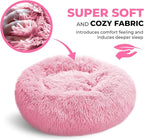 Whiskers & Friends Cat Beds for Indoor Cats Washable, Orthopedic Soft Fluffy Round Calming Pet Bed for Small to Large Kitty Kittens & Dogs, Small Dog Beds & Furniture
