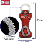 Pets First NCAA Ohio State Buckeyes Dental Dog TUG Toy with Squeaker. Tough PET Toy for Healthy Fun, Teething & Cleaning Pets Teeth & Gum