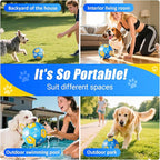 Size 2 Dog Soccer Ball with Straps Durable Training Ball for Pets Interactive Outdoor Dog Toy, Blue & Yellow, Paw Prints and Feather Design, for Small to Medium Puppies