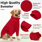 Queenmore Dog Sweater Large Breeds, Dog Christmas Sweater, Turtleneck Knitted Pullover Xmas Doggie Clothes Sweatshirt, Long Sleeve Warm Pet Sweaters, XL Pet Sweater, Red XL