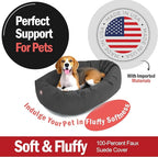 Majestic Pet 32 Inch Suede Shredded Memory Foam Mix Calming Medium Dog Bed Washable 32 x 23 x 7 (Inch) - Cozy Soft Round Donut Dog Bed with Spine for Head Support - Pet Bed Gray