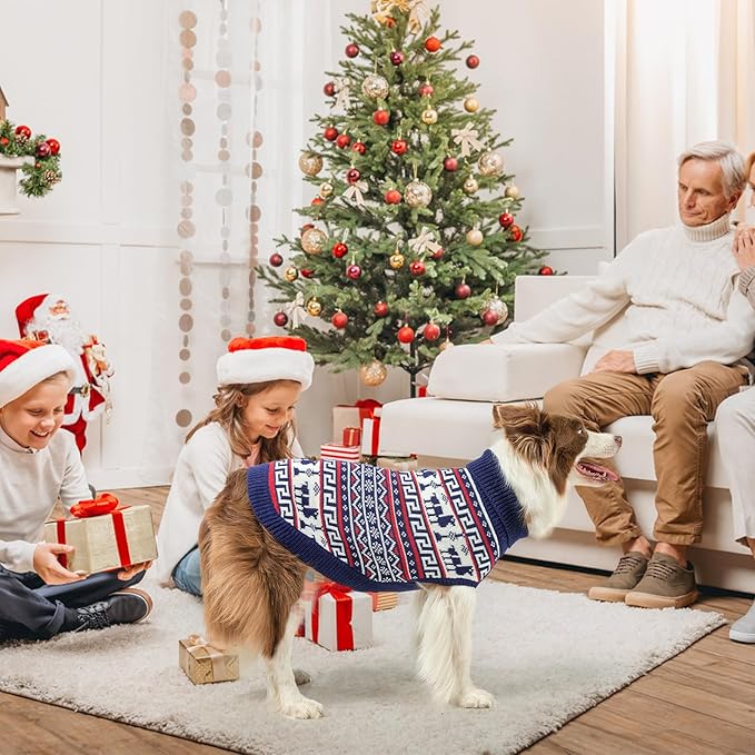SCENEREAL Turtleneck Dog Sweater for Small Medium Large Dogs Girls Boys, Knit Pet Pullover Puppy Clothes Cold Weather Coats, Holiday Outfits Sweatshirt for Christmas, Navy SM