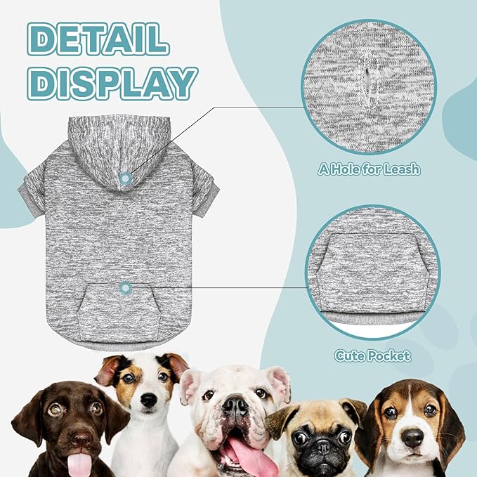 Dog Sweaters for Large Dogs Dog Hoodie Fleece Dog Sweater Soft Dog Clothes Sweatshirt with Pocket Dog Hoodie for Large Dogs(Grey&XL)