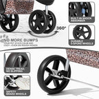 MoNiBloom 3 Wheels Pet Dog Cat Stroller for Small Medium Dogs Cats, Lightweight Foldable Jogger Stroller w/Storage Basket & Cup Holder, Leopard Print