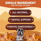 Gaines Pet Pig Ears for Dogs – 15 Count, All-Natural Whole Ears – No Additives or Hormones, Rawhide Alternative, Supports Dental Health, Easily Digestible Treat for Small to Large Dogs