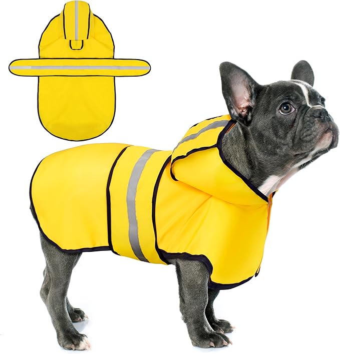 Paiaite Dog Raincoat: Hooded Slicker Poncho, Durable Waterproof Jacket with Reflective Stripes, Convenient Leash Hole, and Adjustable Fit, Perfect for Small, Medium, and Large Dogs Yellow XXL