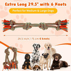 Heavy-Duty Dog Rope Toy — 6-Knot Super-Strength Fiber Tug Rope, Ideal for Powerful Chewers The First Super-Fiber Durable Chew Toy, Specifically Designed for Large and Medium-Sized Dogs (Large)