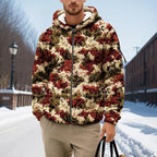 Men's Camouflage Hunting Fleece Lined Hoodie Camo Jackets Zip Up Long Sleeve Casual Winter Coats Hood Outerwear