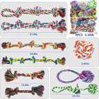 Dog Rope Toys for Aggressive Chewers, Nearly Indestructible Dog Toys Set for Large/Medium Dogs, Heavy Duty Natural Cotton Rope Chew Toy for Teething, Tug Toy 9 Pack