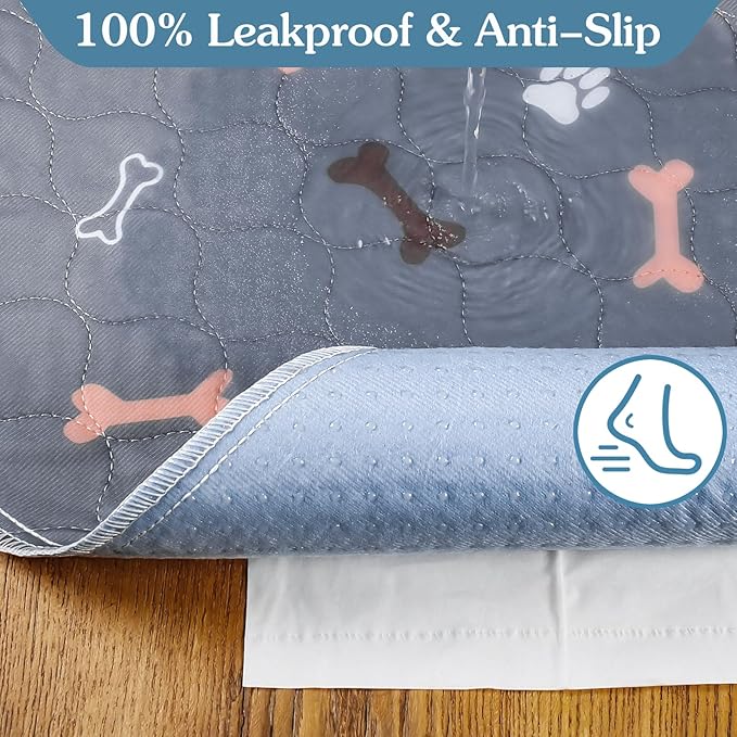 Washable Pee Pads for Dogs , 2Pack Large Reusable Puppy Pads 34"x36" Waterproof Pet Training Pads, Non Slip Fast Absorbent Whelping Pee Pads for Dog Playpen Crate Potty Floor Couch