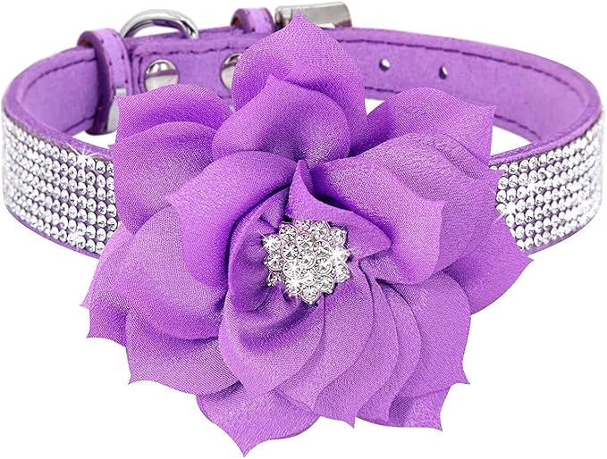 Serijoars Small Dog Collar with Rhinestone Crystal Diamond Colorful Bling Girl Puppy Cat Collars (XXS, Purple6)