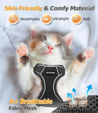 Halypet Cat Harness and Leash Set [MAX Safety 4th-Gen Upgrade] Escape Proof Adjustable Cat Leash Comfortable Soft Vest Easy to Wear Kitten Harness with Reflective Strip for Cats Walking, M Black