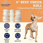 Amazing Dog Treats - Beef Cheek Rolls (Mega Thick 4" - 6 Pcs) - Safe Rawhide Alternative Dog Chew - Great for Power Chewers - Long Lasting Dog Chew - Retriever Rolls for Dogs