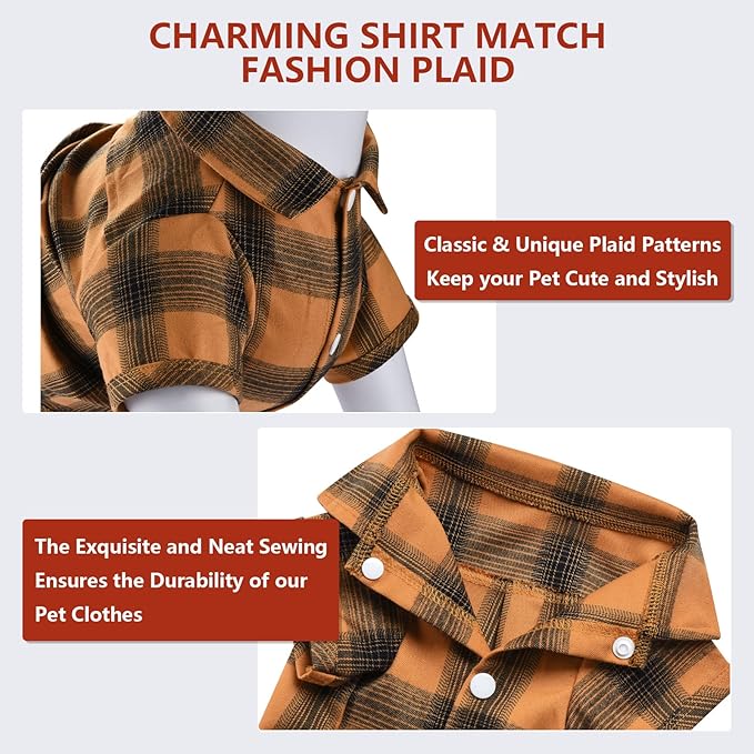Koneseve Dog Shirt Plaid Dog Clothes for Medium Large Dogs Boy Girl Soft Pet T-Shirts Breathable Outfit Adorable Costume Grid Clothing Birthday Thanksgiving Christmas Sweater Apparel (Yellow; 4XL)
