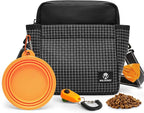 Large Capacity Dog Treat Pouch –Training Treat Bag with Magnetic Pocket, Built-in Poop Bag Holder, Clicker & Collapsible Bowl, Dog Walking Bag for Pet Training – Black