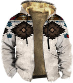 Men's Zip Up Jackets Western Style Ethnic Hoodie Hooded Vintage Long Sleeve Warm Coat Winter Outfits