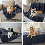 Waterproof Pet Blanket, Liquid Pee Proof Dog Blankets for Sofa Bed Couch, Reversible Sherpa Fleece Furniture Protector Cover for Small Medium Large Dogs Cats,Dark Grey Large（65" x 57"）