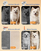 Vacuum Dog Brush for Shedding, 4-in-1 Self Cleaning Slicker Brush for Dogs& Undercoat Rake for Dogs, Deshedding Grooming Tool, Anti-Static, Massage, Cleaning, Shedding & Combing All In One!