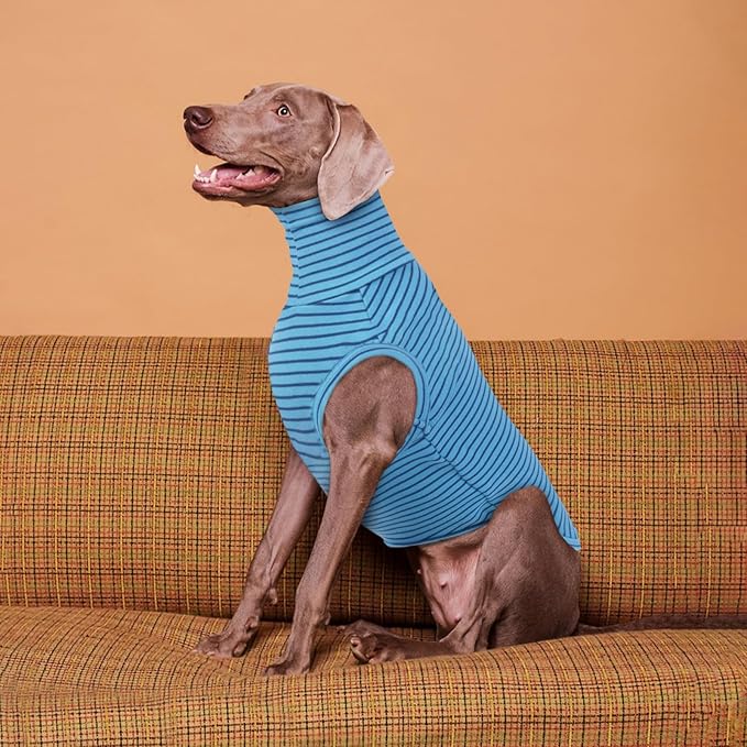 ROZKITCH Dog Sweaters for Large Dogs Winter Dog Pullover, Warm Sweatshirt with High Neck for French Bulldog Small Pets, Lightweight & Comfortable BlueStripe XL
