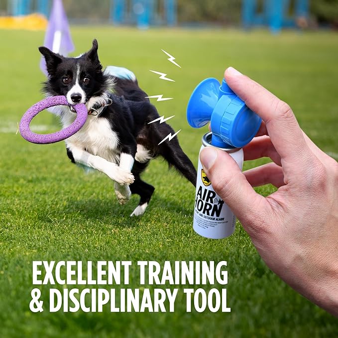 GUARD DOG SECURITY Air Horn for Dogs, Powerful Blow Air Horns training and behavior aids, Air Horn for Safety, Stops Barking, Jumping, Fighting, Chasing, Works as coyote deterrent (1 Pack w/whistle)