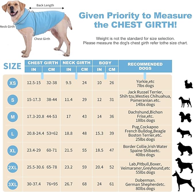 Fleece Dog Coat Pet Jacket Reflective for Cold Weather for Extra Large to Small Pets(Blue,L)