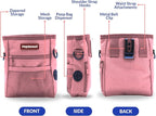 Dog Treat Pouch, Durable Oxford Polyester, No-Spill Magnetic Closure, Treat Pouches for Pet Training with Metal Clip, Waist Belt, Adjustable Strap, Poop Bag Dispenser (Light Pink)
