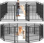 Square Steel Pipe Dog Fence Outdoor 12 Piece Panels 40" Height Anti-Rust Heavy Duty Dog Playpen with Doors Portable for Yard RV Camping, Total 27FT, 57 Sq.ft, Snowy Black