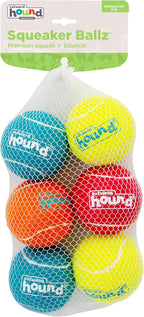 Outward Hound Squeaker Ballz 6-Pack Tennis Ball Dog Toys with Squeaker, Interactive Fetch Play for Pets Under 50 lbs, Training Balls for Indoor & Outdoor Exercise, Medium, 2.5-inch