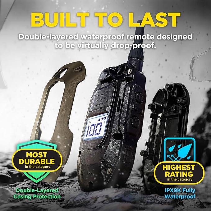 Dogtra 1900X Handsfree E-Collar for Dog Training - 3/4 Mile Range, for Dogs 45 lbs+, Waterproof, 100 Stimulation Levels, Vibration, Tone, Rechargeable - Hands-Free Remote for Dog Owners and Trainers