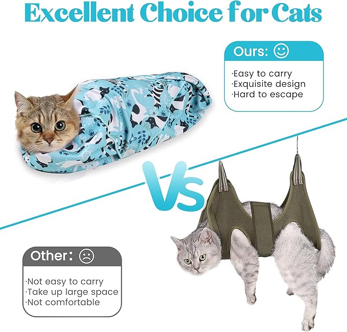 21.7" Cat Grooming Wrap, Cat Wrap for Cutting Nails, Anti-Scratch, Anti-Escape Calming Packaging, Cat Swaddle Wrap for Kittens, Large