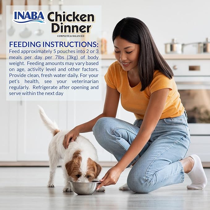 INABA Chicken Dinner for Dogs, Soft Pate Wet Dog Food, Complete & Balanced, 2.4 oz. Pouch, 15 Pouches, Beef & Vegetables Variety