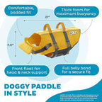 Outward Hound Granby Splash Dog Life Jacket, High-Buoyancy Dog Life Vest for Swimming, Boating, and Water Safety, XL, Yellow