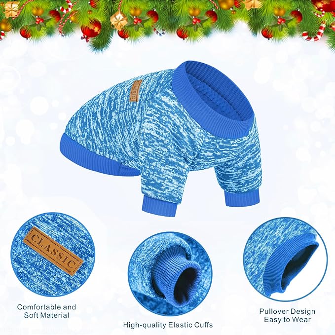 2 Pieces Pet Dog Classic Knitwear Sweater, Fleece Coat for Small,Medium Dogs,Warm Pet Dog Cat Clothes,Soft Puppy Customes for Chihuahua Yorkshire Tzu (Blue Dark Navy,XS)