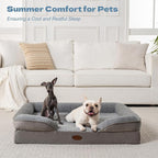 Cooling Pet Bed for Medium Dogs and Cats, Waterproof Orthopedic Dog Sofa Bed, Supportive Foam Pet Couch Bed with Washable Removable Cover, Waterproof Lining and Nonskid Bottom(Medium, Grey)