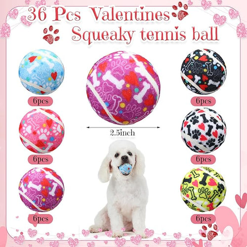 36 Pcs Dog Squeaky Tennis Balls 2.5 Inch Interactive Pet Toys Ball for Small Medium Large Dog Plush Chew Toys Teeth Cleaning for Aggressive Chewers Cat Interactive Training